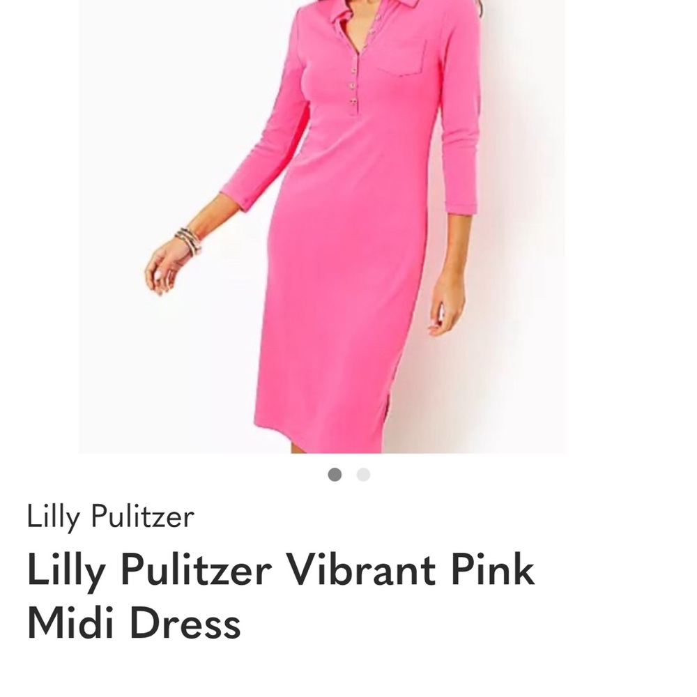 Lilly Pulitzer Hot Pink Polo Midi Dress